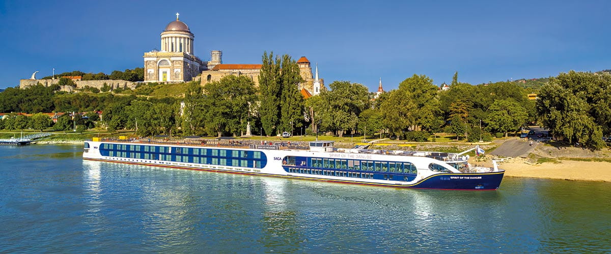 Spirit of the Danube sailing through Esztergorm in Hungary